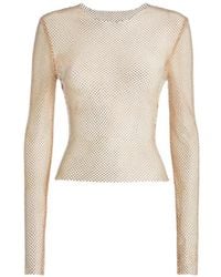 Genny - Crystal-Embellished Mesh Top - Lyst