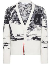 Thom Browne - Intarsia Cashmere Cardigan - Lyst