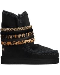 Mou - Animal-Print Blanket-Stitch Boots - Lyst
