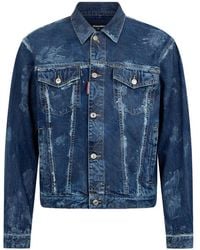 DSquared² - Distressed Oversized Denim Jacket - Lyst