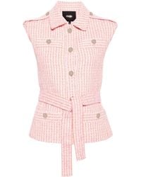 Maje - Belted Tweed Waistcoat - Lyst