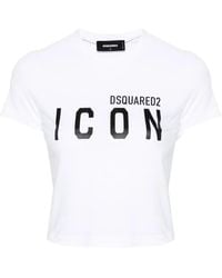 DSquared² - T-Shirt Crop Con Stampa - Lyst
