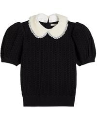 Alice + Olivia - Verfraaide Blouse Met Pofmouwen - Lyst