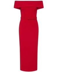 Rebecca Vallance - Precious Belted Off-The-Shoulder Midi Dress - Lyst