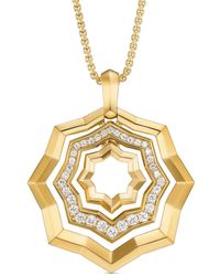 David Yurman - 18kt Yellow Gold Stax Diamond Pendant Necklace - Lyst