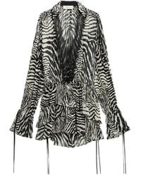 Blumarine - Lace-Trim Zebra-Print Mini Dress - Lyst
