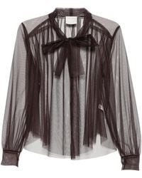 forte_forte - Sheer Tie-Neck Shirt - Lyst