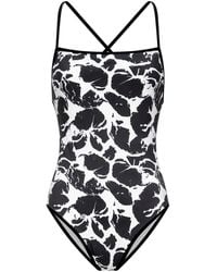 Loulou de Saison - Korkem Cross-Strap Printed Swimsuit - Lyst