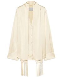 forte_forte - Chemise En Satin De Soie À Franges - Lyst