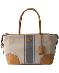 Prada - Large Leather-Trim Tote Bag - Lyst