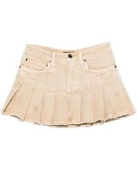 Balenciaga - Pleated Denim Mini Skirt - Lyst