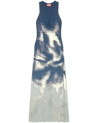 DIESEL - Long Knit Dress With Metallic Effects - Lyst