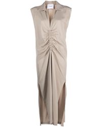 Nude - Ruched Midi Dress - Lyst