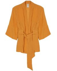 120% Lino - Chaqueta Estilo Kimono Con Cinturón - Lyst