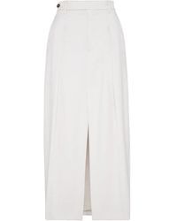 Brunello Cucinelli - Pleated Front-Split Maxi Skirt - Lyst