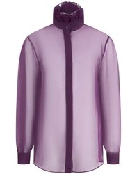 Alberta Ferretti - Ruffled High-Neck Shirt - Lyst