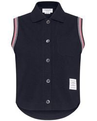 Thom Browne - Pique Rwb Trim Sleeveless Shirt - Lyst