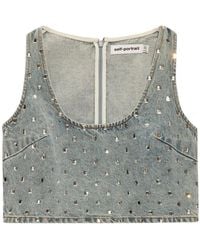 Self-Portrait - Top con apliques de strass - Lyst