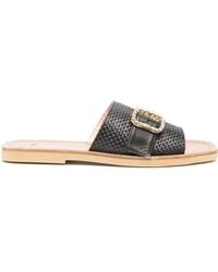 N°21 - Crystal-Embellished Woven Slides - Lyst