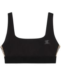 Burberry - Check Trim Stretch Nylon Bra Top - Lyst