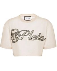 Philipp Plein - Crystal Signature Cropped T-Shirt - Lyst