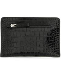 Tom Ford - Crocodile-Effect Leather Clutch Bag - Lyst