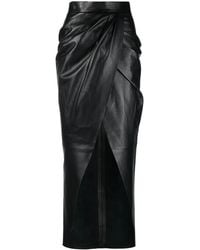 Balmain - Draped Leather Wrap Skirt - Lyst