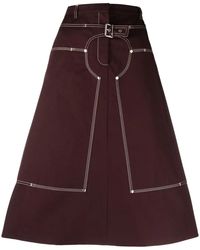 Stella McCartney - Purple A-line Buckled Midi Skirt - Women's - Cotton - Lyst