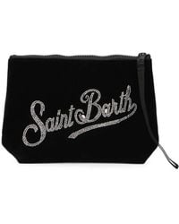MC2 Saint Barth - Aline Strass-Embellished Velvet Clutch Bag - Lyst