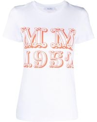 Max Mara - T-shirt Aus Baumwolljersey Mit Logodruck "mincio" - Lyst