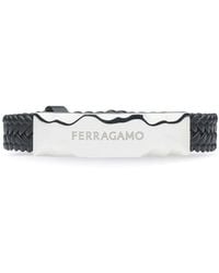 Ferragamo - Logo-engraved Leather Bracelet - Lyst