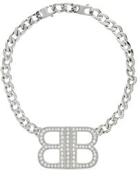 Balenciaga - BB 2.0 Halskette mit Kristallverzierung - Lyst