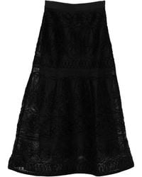 Maje - Embroidered Basket-Weave Knit Skirt - Lyst