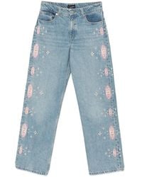 retroféte - Embroidered Crystal-Embellished Jeans - Lyst