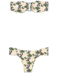 Anjuna - Bikini Tipo Bandeau Con Palmeras Estampadas - Lyst