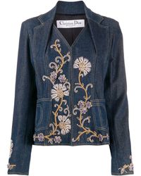 Dior Chaqueta vaquera con bordado floral pre-owned - Azul
