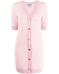 Moschino Jeans - Robe courte en maille à col v - Lyst