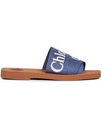 Chloé - Woody Logo-Print Sandals - Lyst