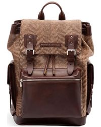 Brunello Cucinelli - Herringbone-Pattern Buckle-Fastening Backpack - Lyst