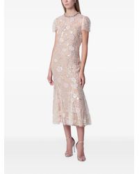 Self-Portrait - Flower Sequin Embellished Midi Dress - Lyst