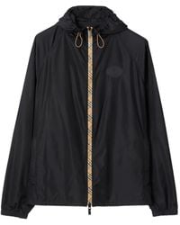 Burberry - ブラック Checker-Tape ナイロン フード付きジャケット - Lyst