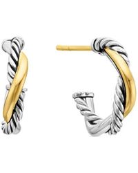 David Yurman - 14Kt And Sterling Petite Infinity Huggie Hoops Earrings (3Mm) - Lyst