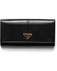 Prada - Large Leather Wallet - Lyst