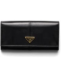 Prada - Large Leather Wallet - Lyst