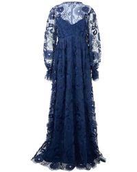 Alberta Ferretti - Floral-Embroidered Long-Sleeve Maxi Dress - Lyst