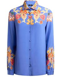 Etro - Chemise En Crêpe De Chine À Fleurs - Lyst