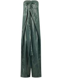 Alberta Ferretti - Strapless Pleated Jumpsuit - Lyst