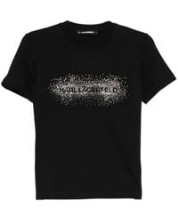 KARL LAGERFELD - Rhinestone-Embellishment Crew-Neck T-Shirt - Lyst