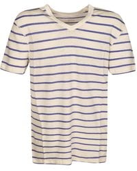 Majestic Filatures - ストライプ Vネックtシャツ - Lyst