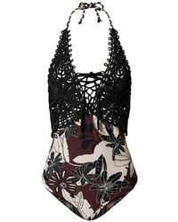 Twinset - Floral-Embroidered Swimsuit - Lyst